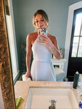 Light blue Halter Neck Dress - Simple Elegant Style